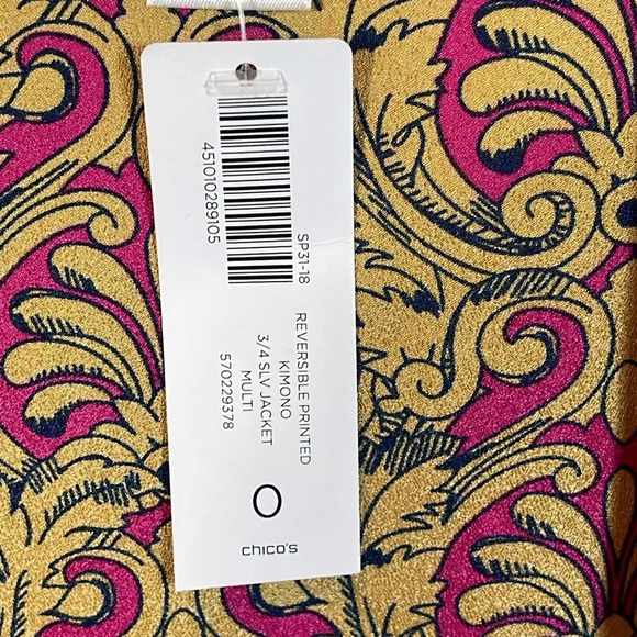 chico's Reversible Printed Kimono Size: O/S/4 - Picture 4 of 13